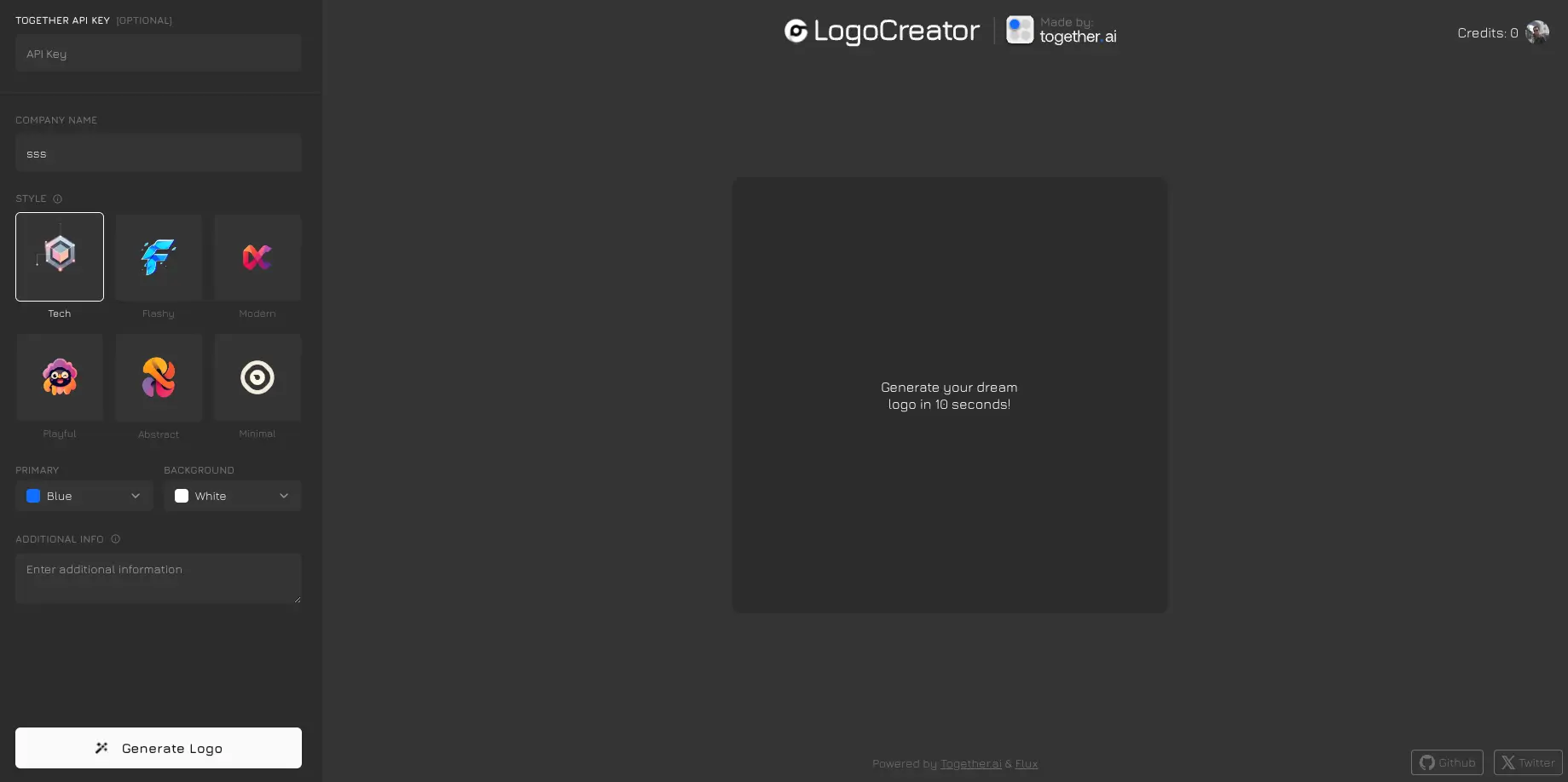 Logo Creator AI user interface